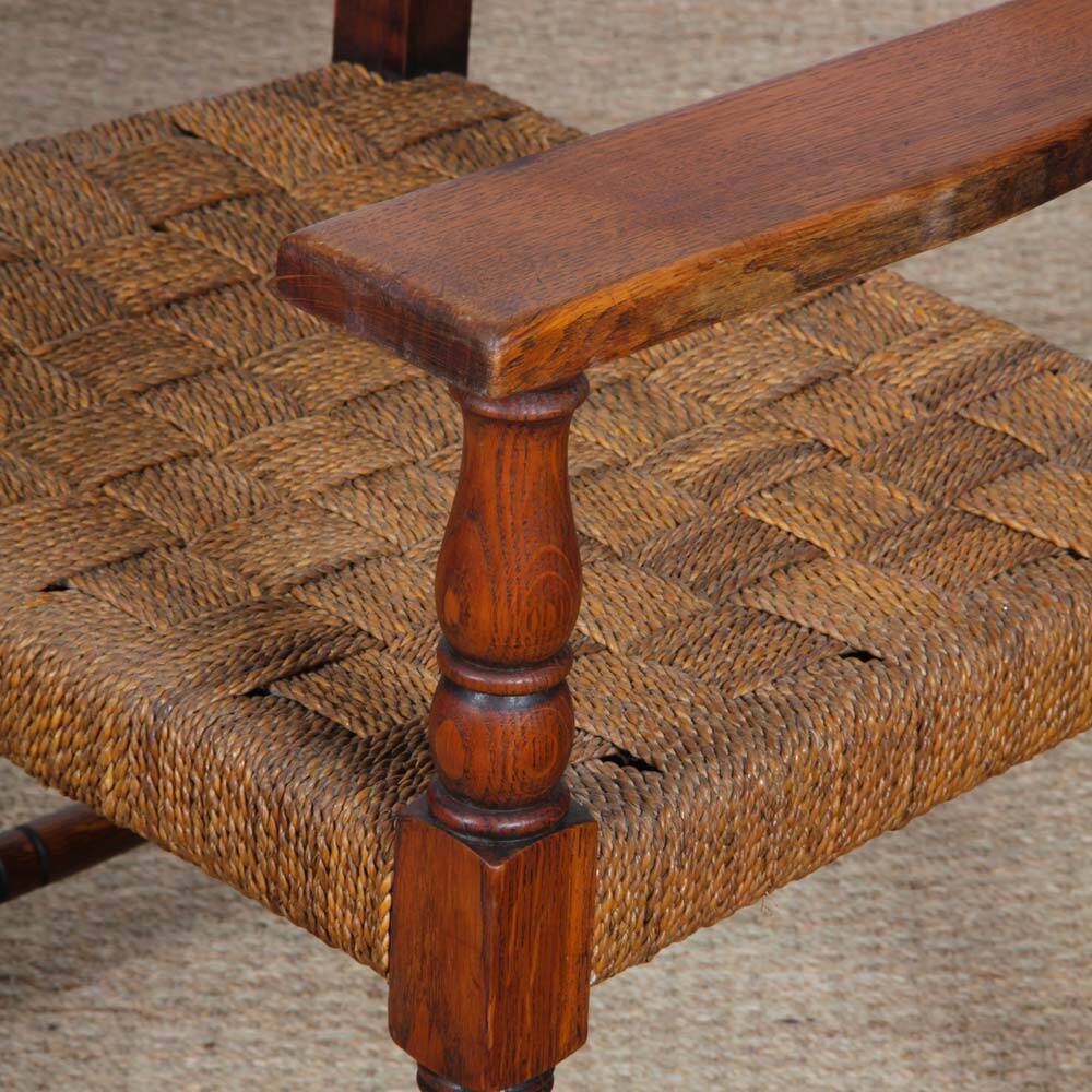 Pair of oak and rope armchairs, French work from the 1940s.