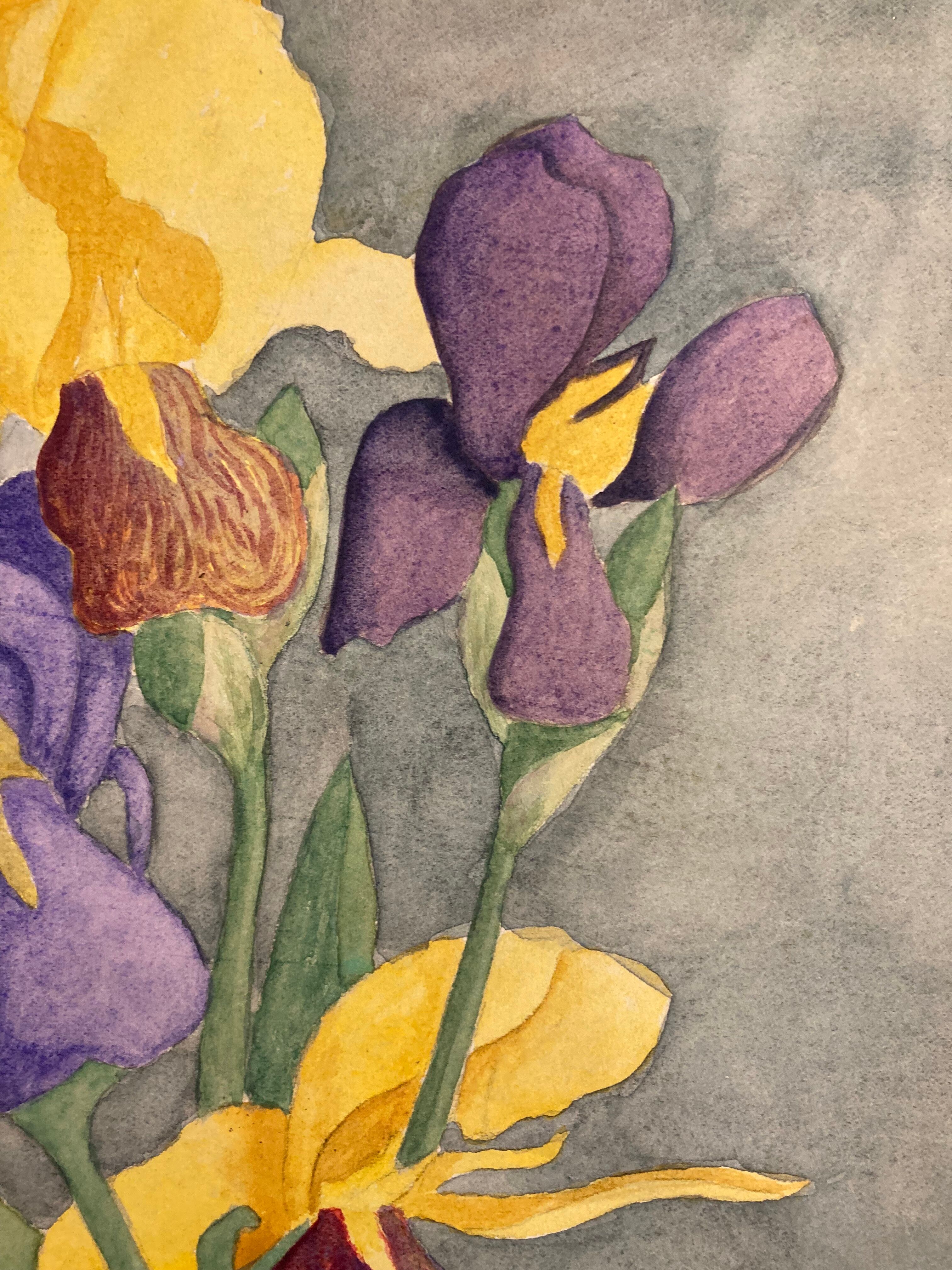 Watercolor with vintage irises