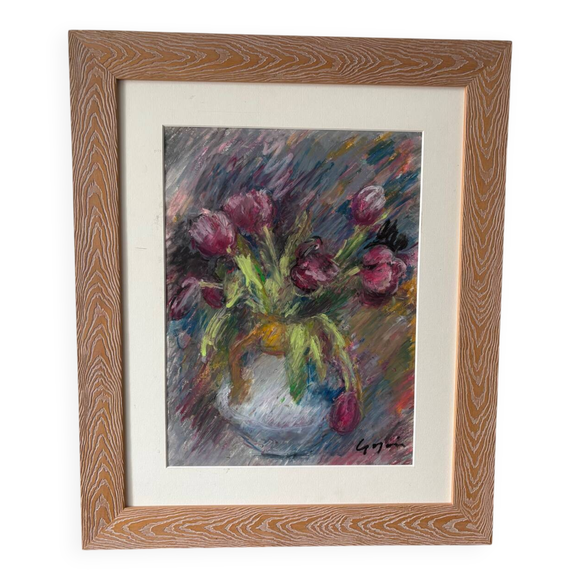 Vase with tulips signed