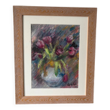 Vase with tulips signed