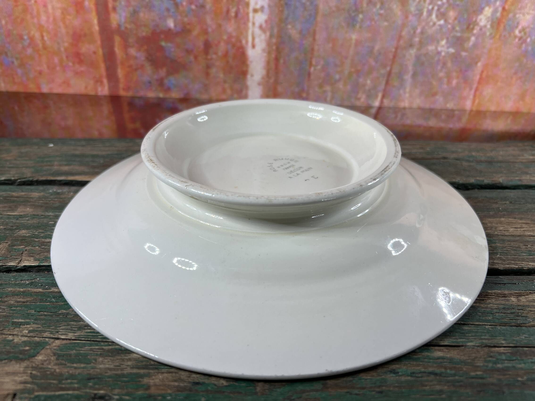 Plate on vintage heel dessert dish Rose Red