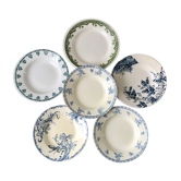 Lot de 6 assiettes creuses Terre de Fer (Lunéville, Céranord, Sarreguemines, etc.) fin XIXème