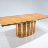 Mid-century modern dining table, Ash Burl, Italy
