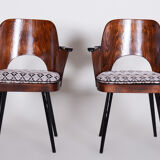 Restored Pair of Mid-Century Armchairs by Oswald Heardtl, Beech, Czechia, 1950s