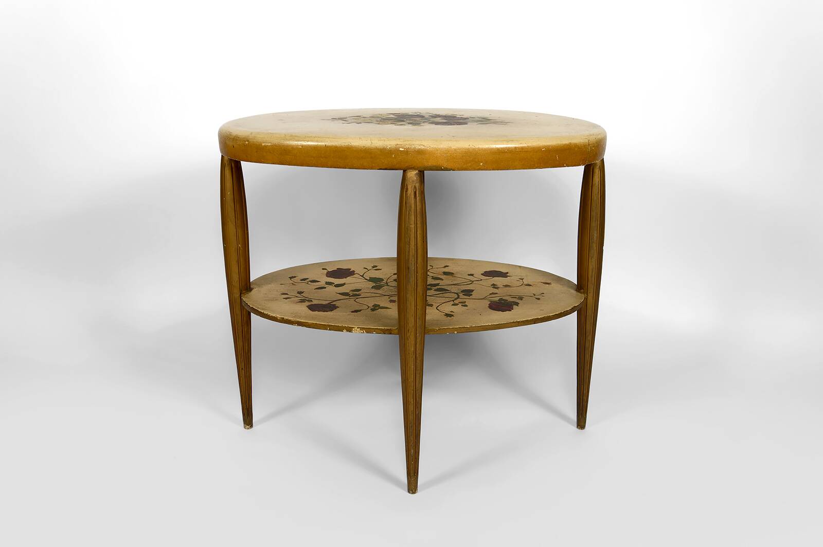 Art Deco gueridon with painted and gilded floral decoration, France – Circa 1920