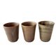 3 vintage 70s glazed stoneware cups and the wicker tray.