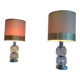 Paire de lampes en verre et chrome. Vers 1970