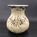 Vase Décor Rouen Earthenware Cracked Effect Flowers and Insect