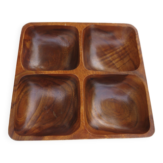 Scandinavian teak compartmentalized dish from the 60s and 70s