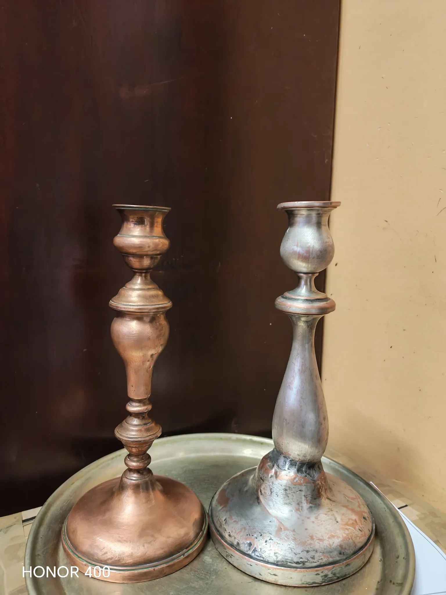 Duo of ancient torches with wabi-sabi patina