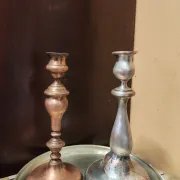 Duo of ancient torches with wabi-sabi patina
