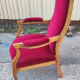 Pair of red velvet voltaire armchairs