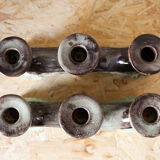 Pair of candlesticks 3 arms in glazed ceramic
