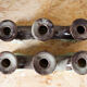 Pair of candlesticks 3 arms in glazed ceramic