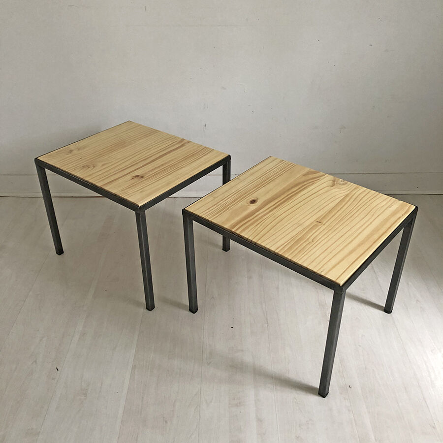 Pair of vintage industrial bedside