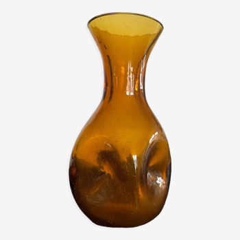 Vase vintage en pâte de verre bullé