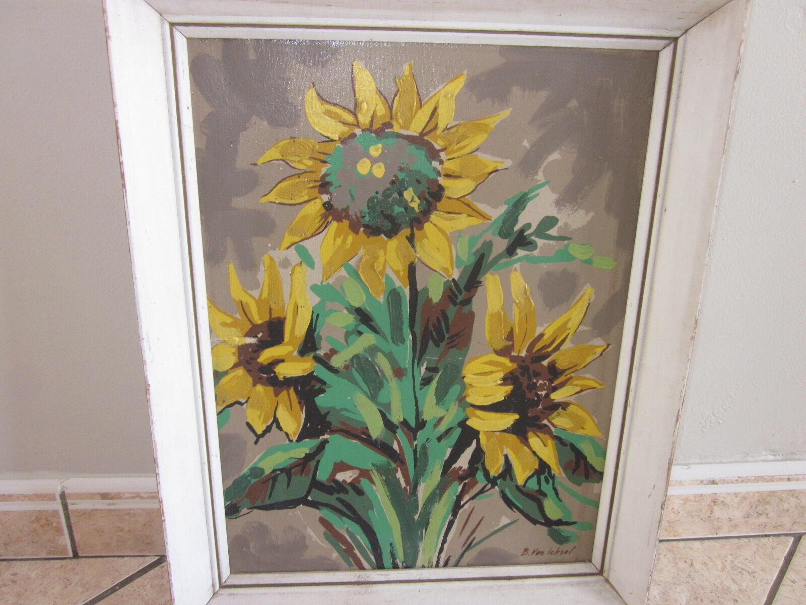 Oil painting on canvas with flowers