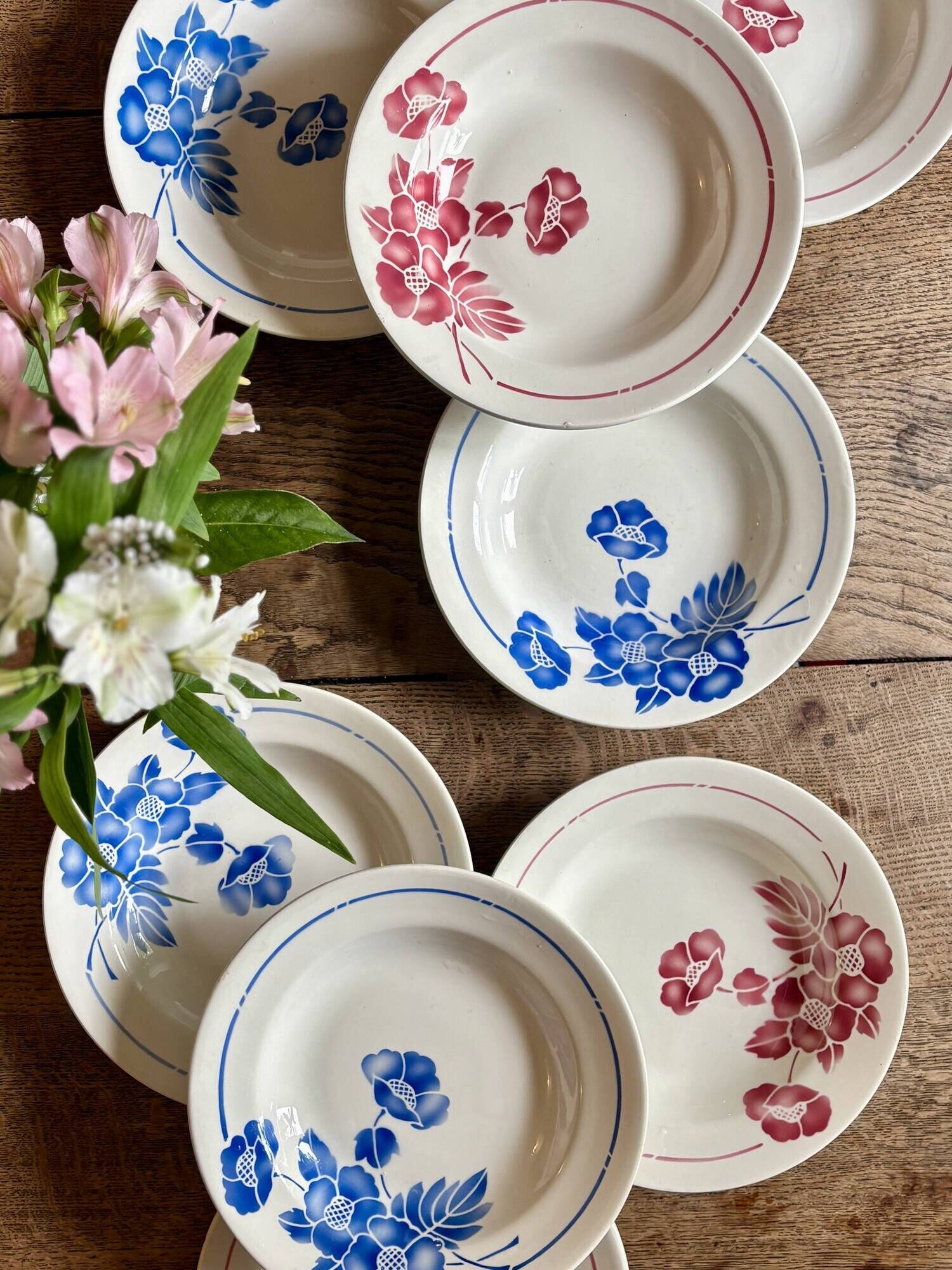 Set of 8 vintage deep plates, Edmond de Saint Amand -