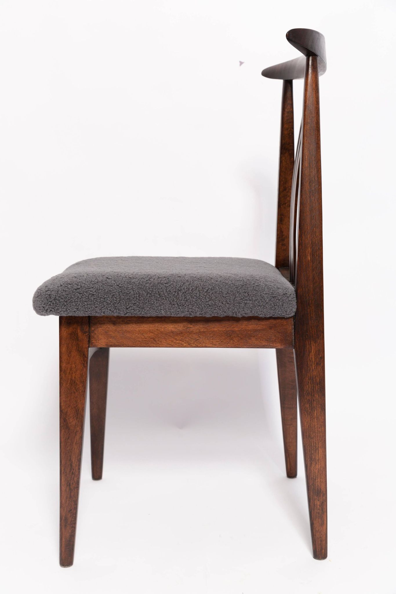 Mid-century grey graphite boucle beech chair by M. Zielinski, Europe, 1960.