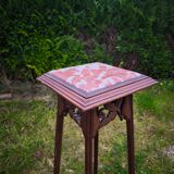 Wood and marble stool