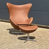 Fritz Hansen Egg Chair in Cognac leather + Ottoman!
