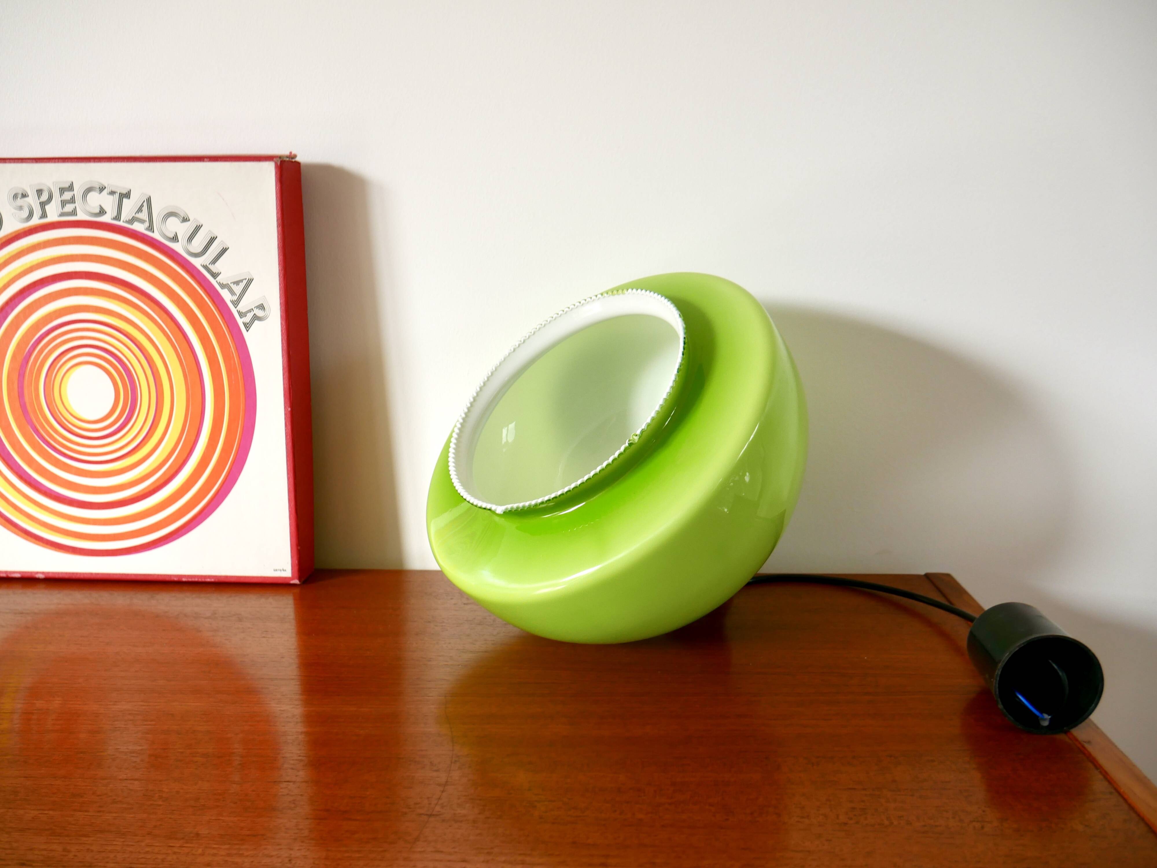 Suspension in green opaline mushroom design 60s-70s