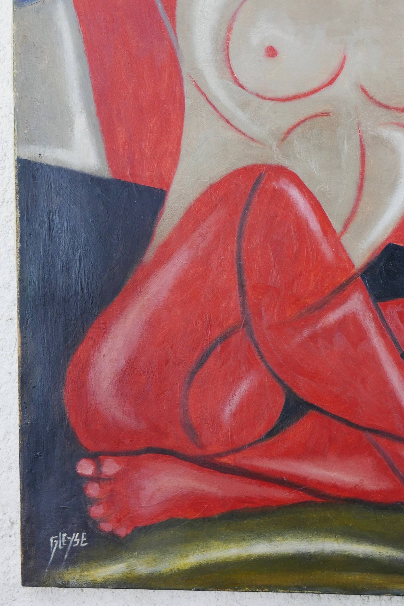 Tableau "Nude Cubist" HST signed Gleyse