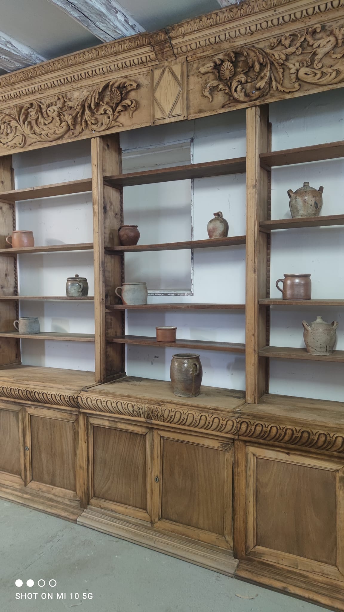 Large natural wood bookcase late nineteenth