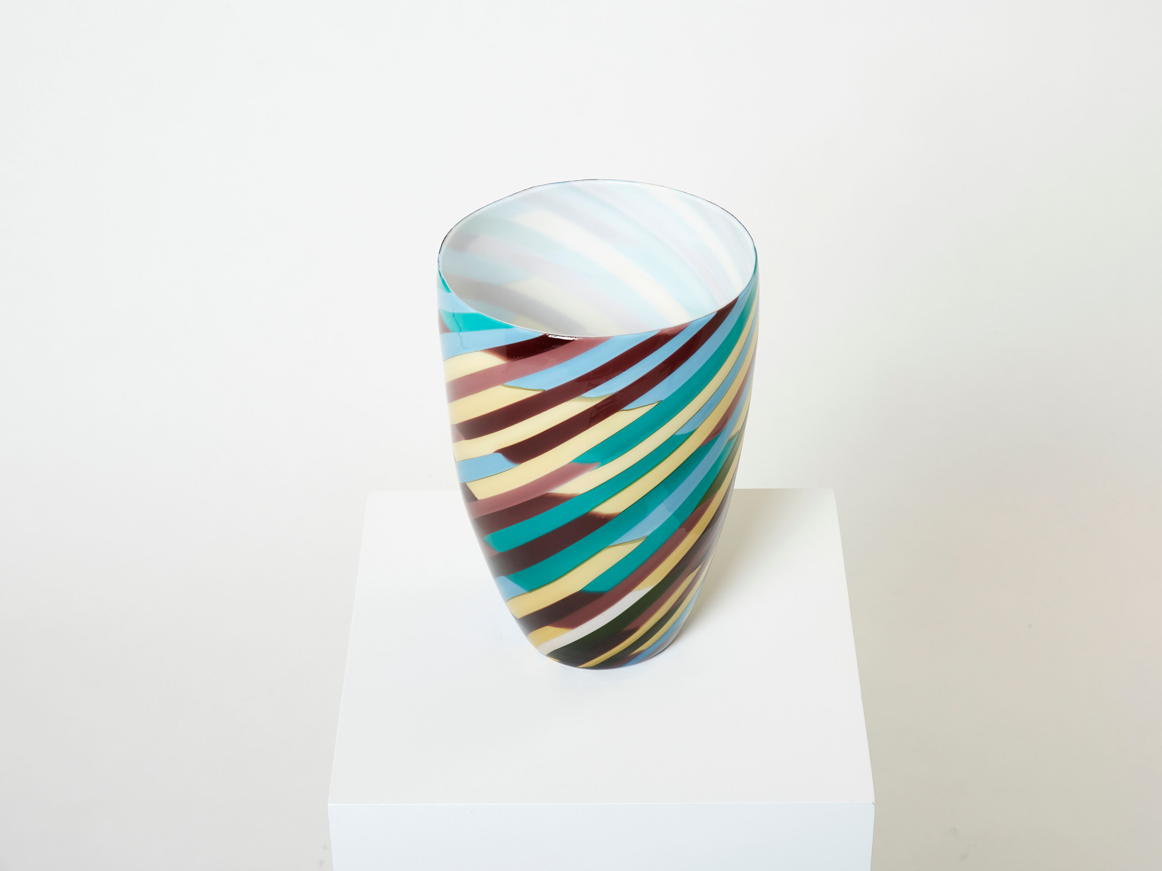 Laura de Santillana for Venini large vase blown glass Klee 1984