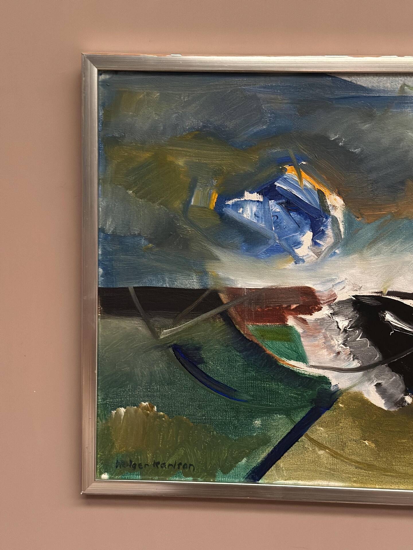 Huile sur toile originale suédoise – “Composition” par Holger Karlson