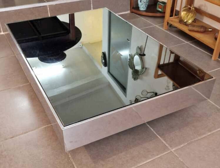 Rectangular mirrored coffee table Cidue 1970