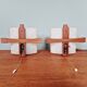 Pair of Scandinavian wall sconces in teak and plastic resin, 1960.