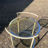 1960s glass and brass bar cart