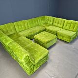 Vintage green velvet modular sofa set, 1970s