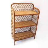 Rattan cross-braced bookcase shelf