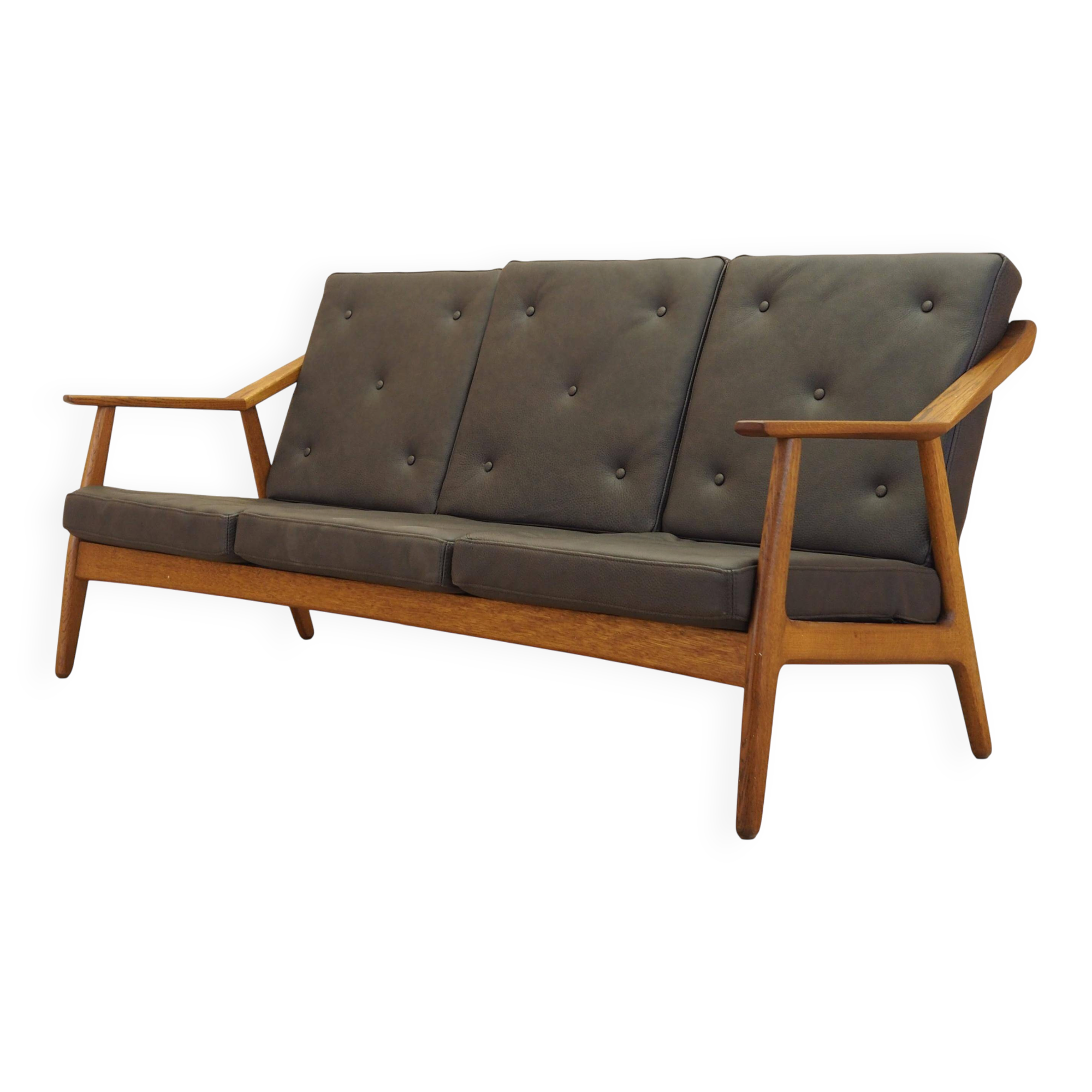 Oak leather sofa by Brockmann Petersen, Danish design 1970s