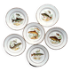 Six Vintage Fish Plates by Moulin des Loups. French Fish Plate Set. Fish Dinnerware Set.