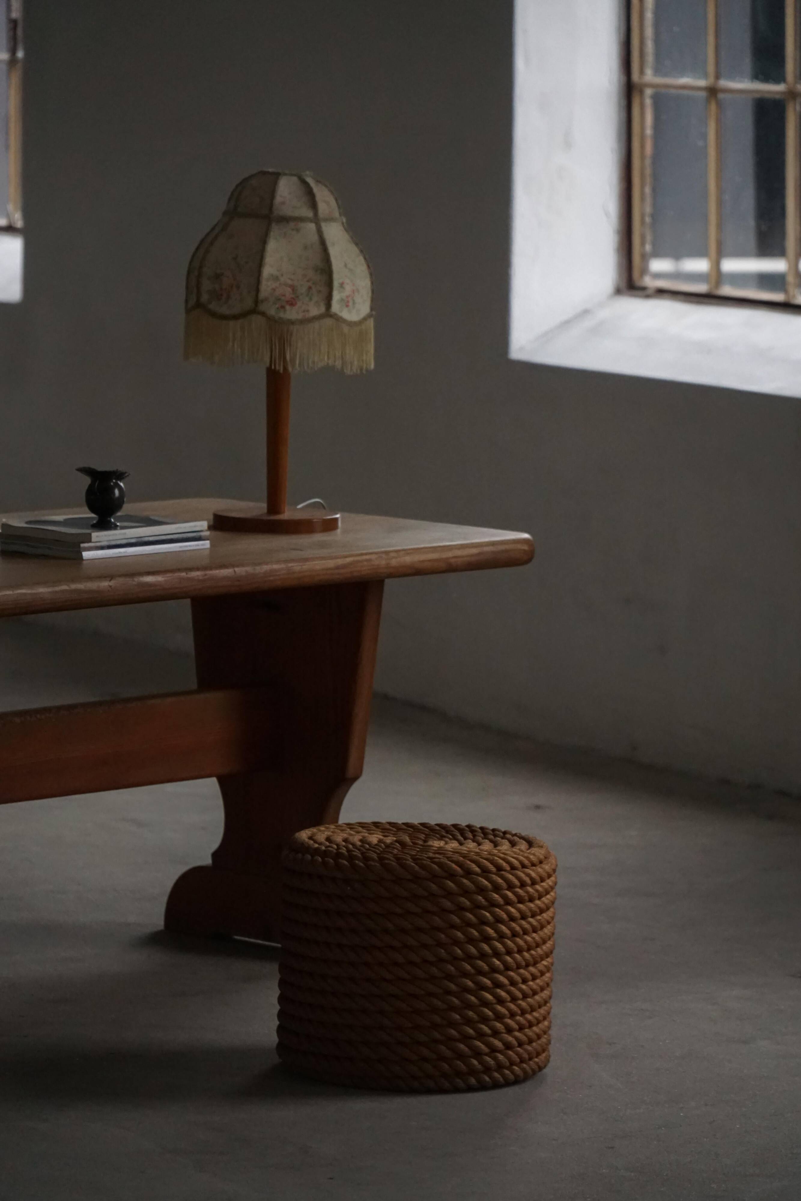 Side table / Ottoman in cord in modern French style from the late 20th century, 1980s.