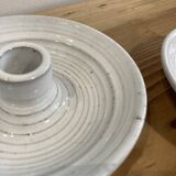 Pair of enamelled ceramic candlesticks