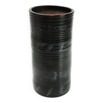Black ceramic vase from mid-century Italian, 1960s.