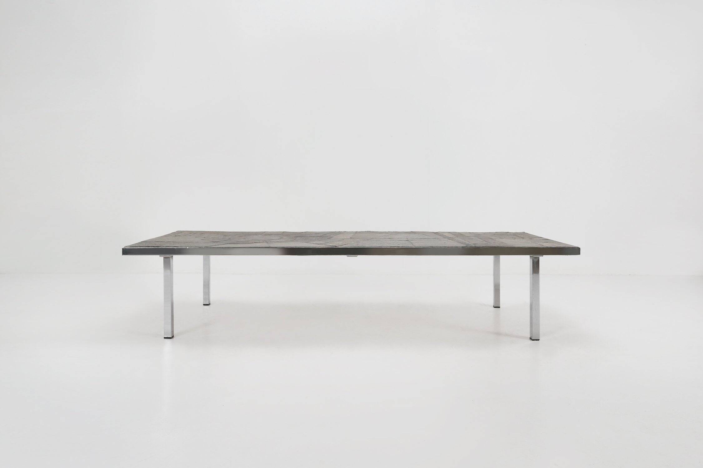 Brutalist Coffee Table Handmade and signed by Pia Manu, 1960s