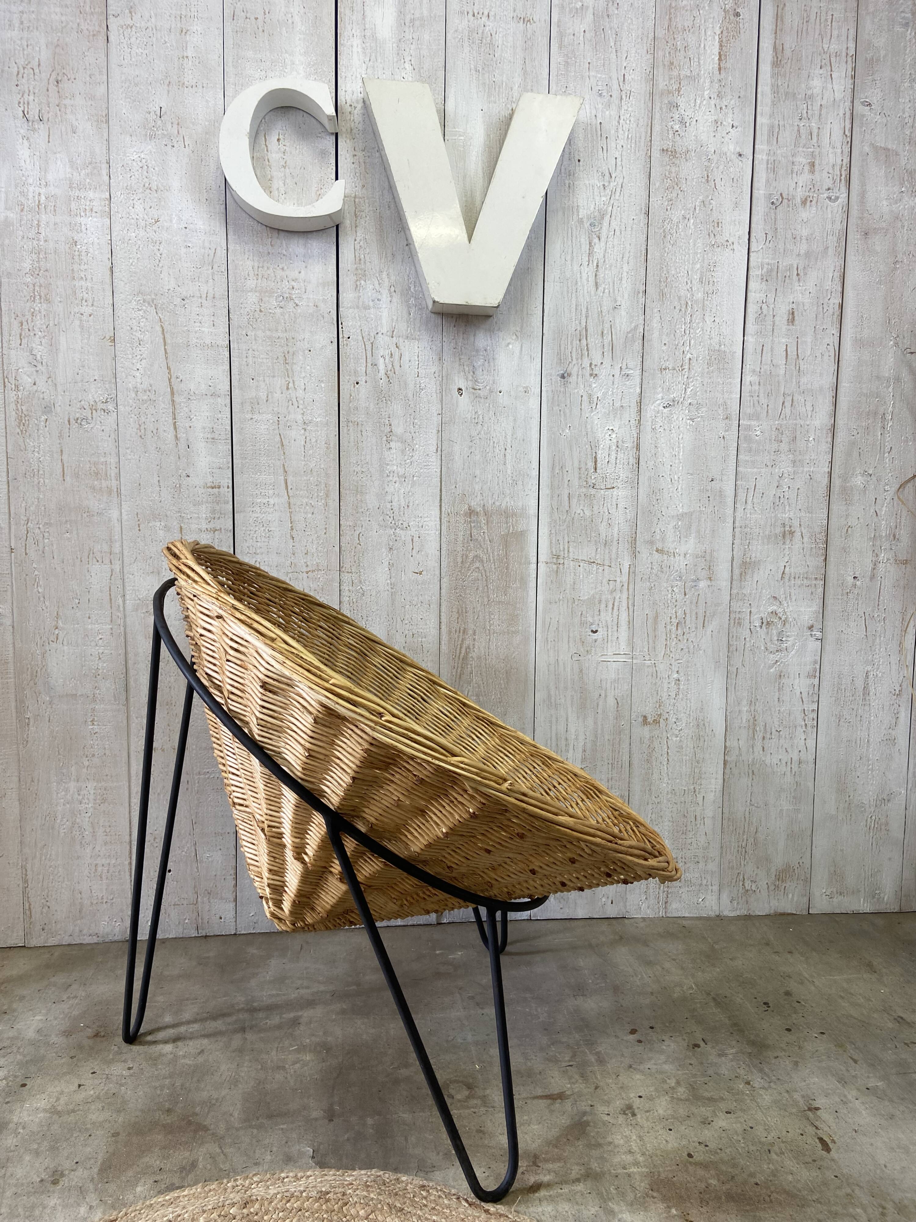 Pair of wicker basket armchairs