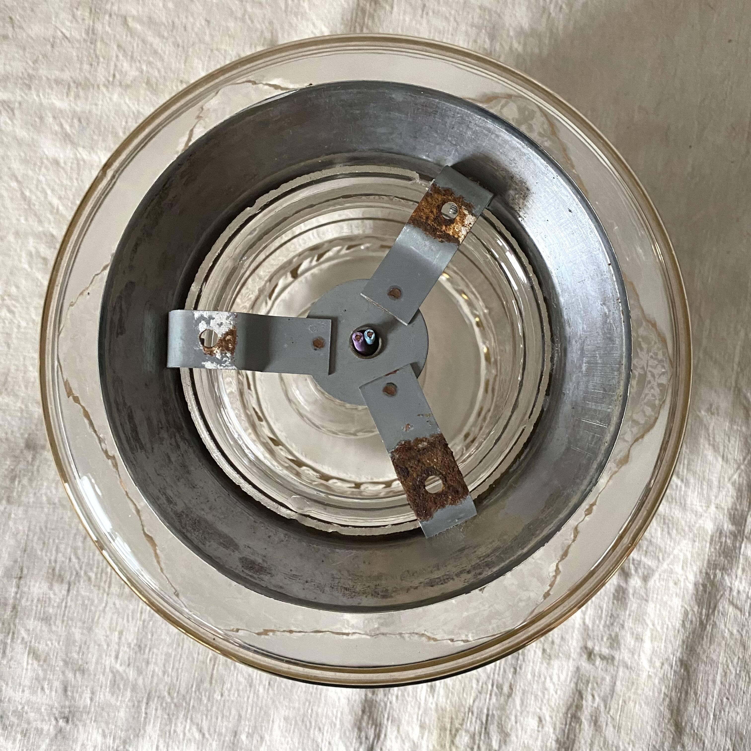 Art Deco ceiling light in frosted glass and gold