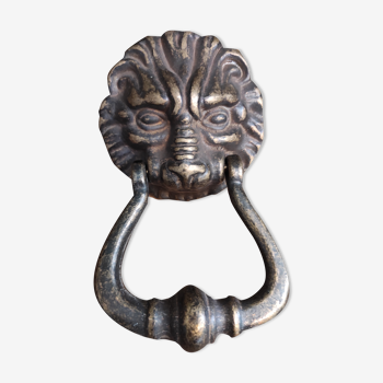 Heurtoir de porte vintage Français, en bronze, en forme de tête de lion