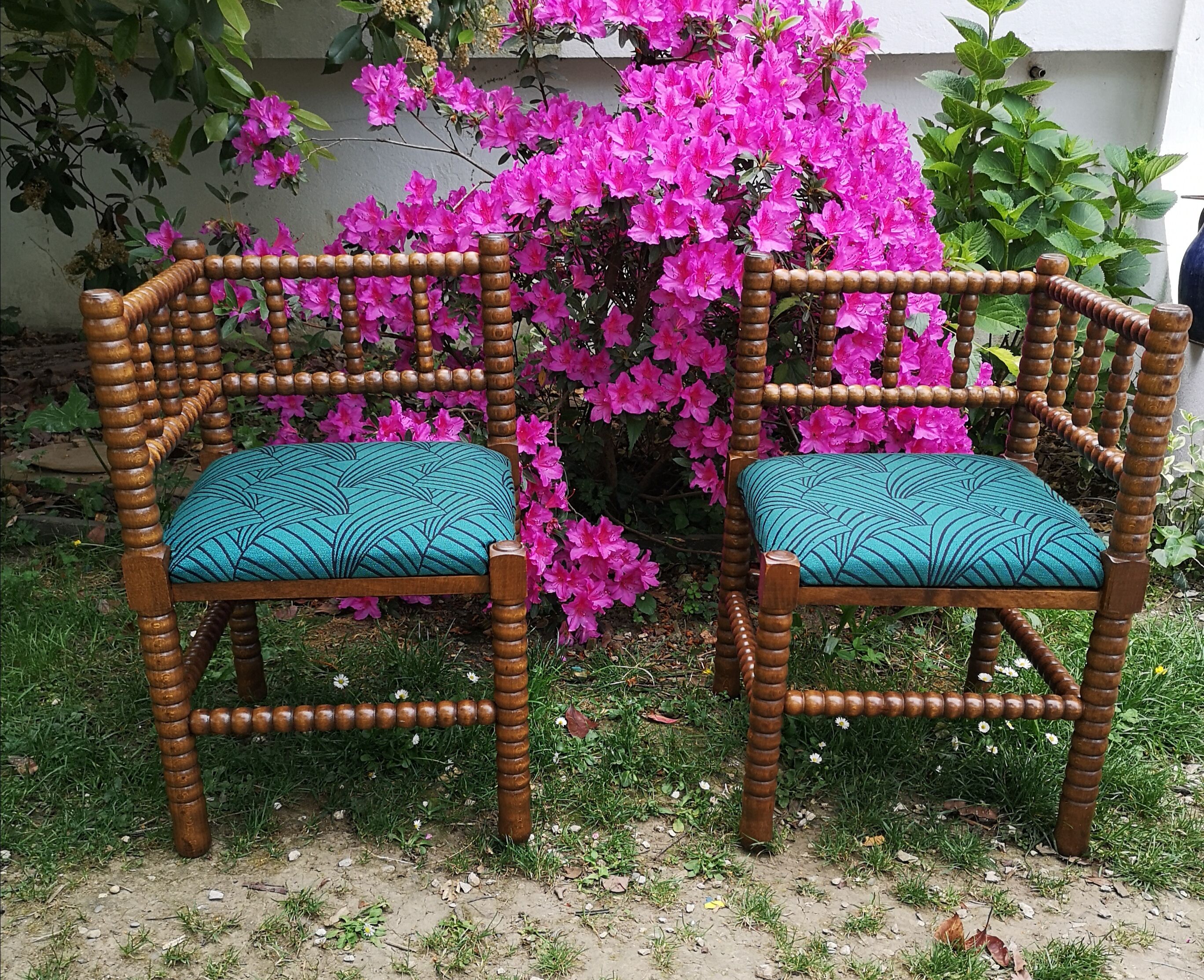 Pair of small fireside chairs