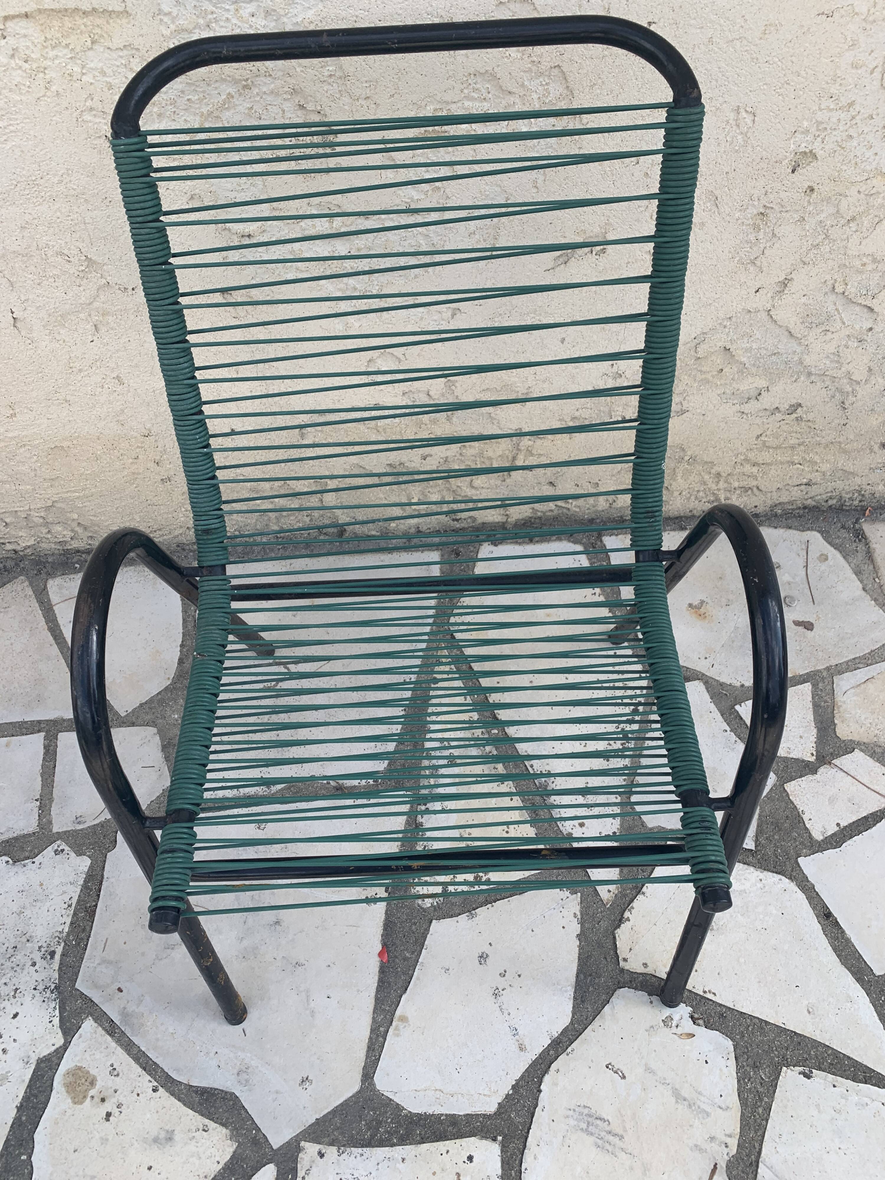 Pair of scoubidou armchairs