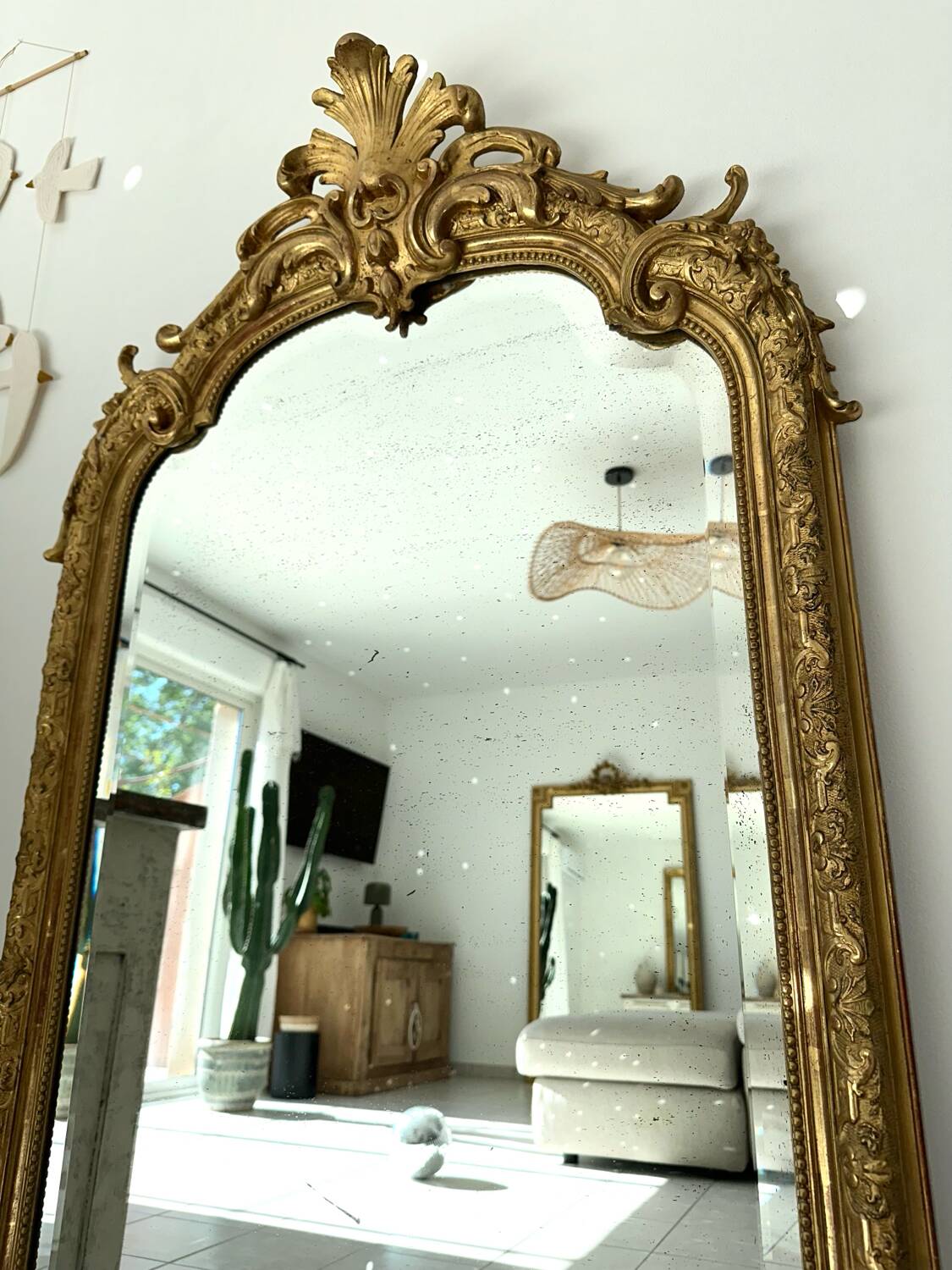 Miroir ancien à fronton XIXème