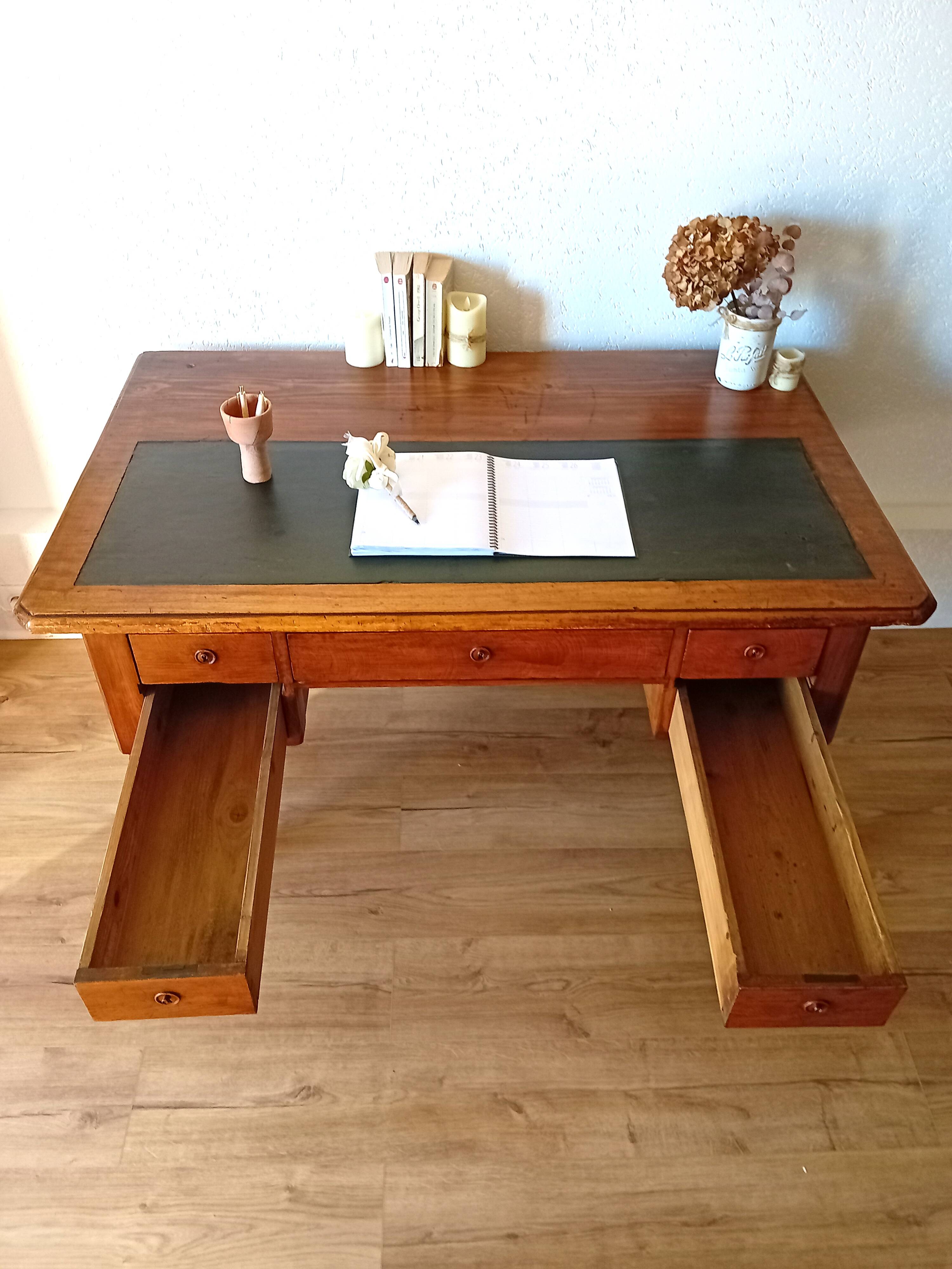 Grand bureau bois & cuir