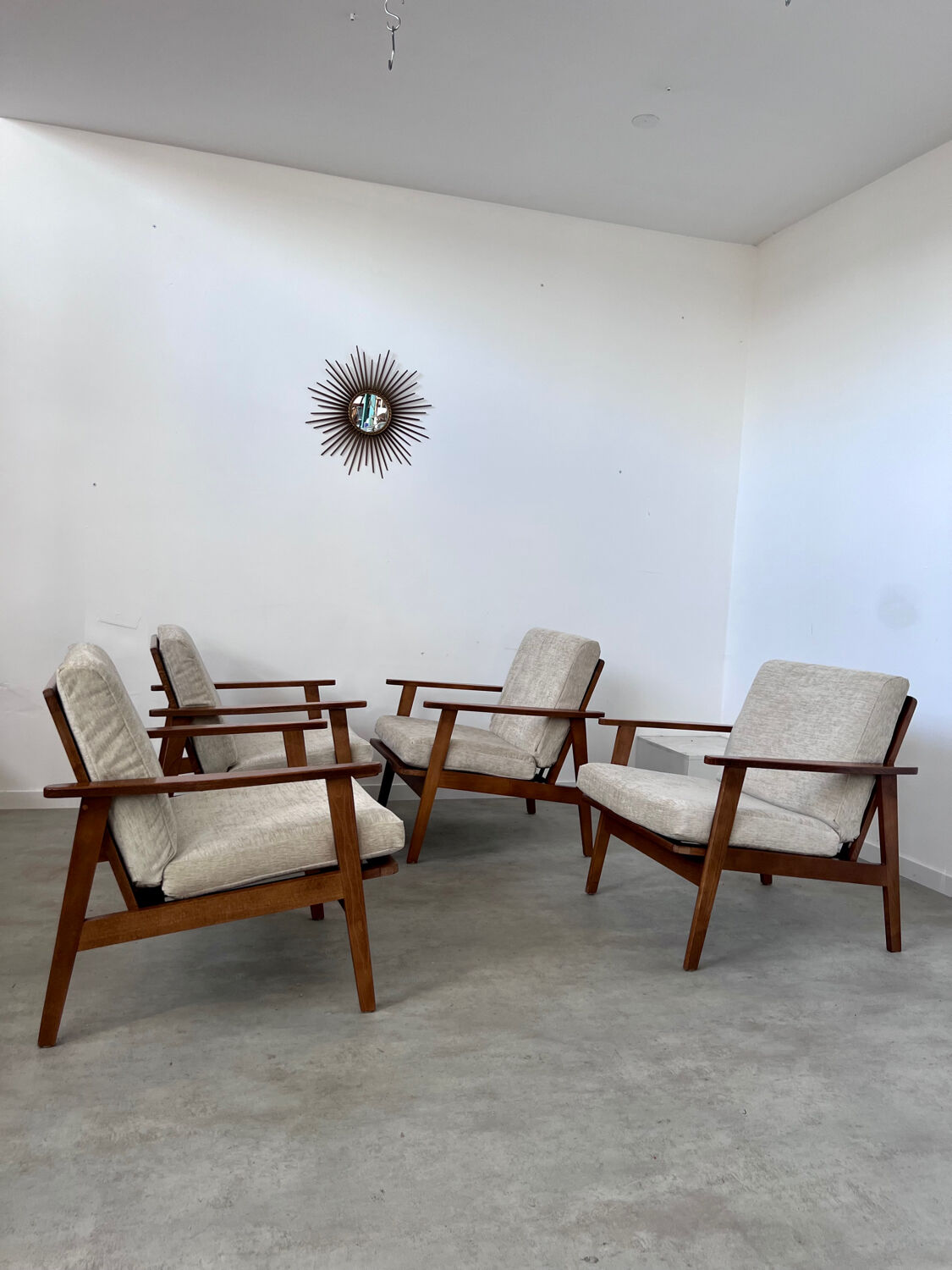 Set of 4 armchairs beech scandinavian