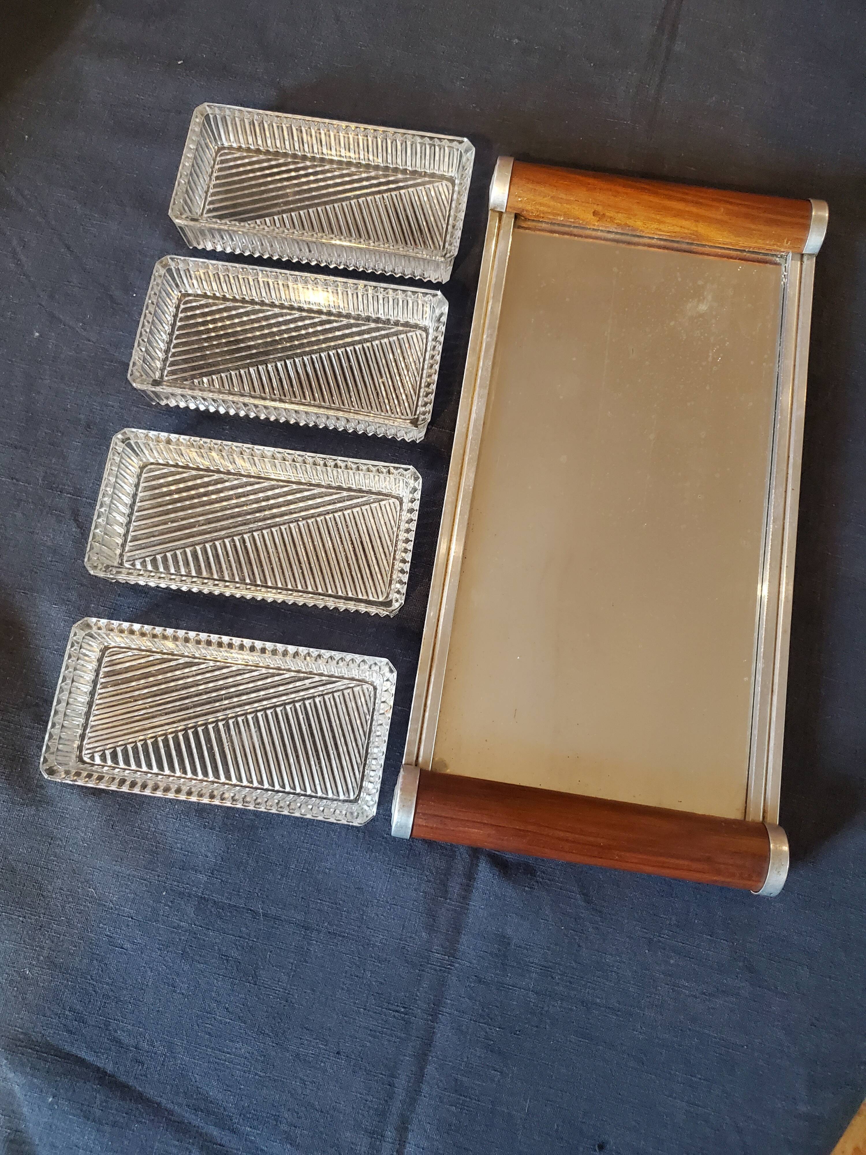 Mirror tray and ramekins 50s